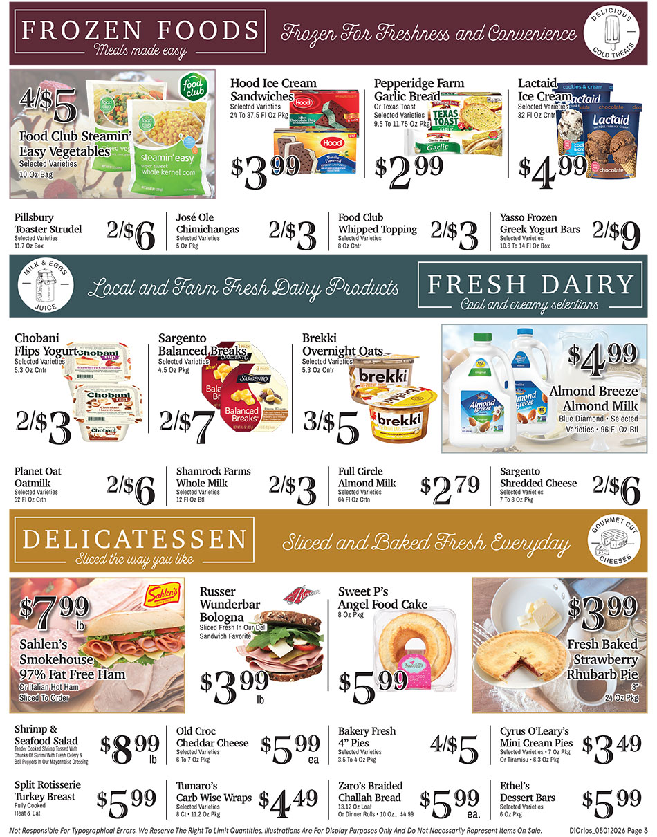 Weekly ad page 3. Call 315-369-3131 with questions