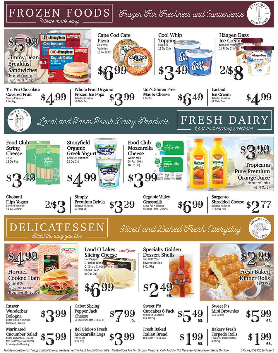 Weekly ad page 3. Call 315-369-3131 with questions