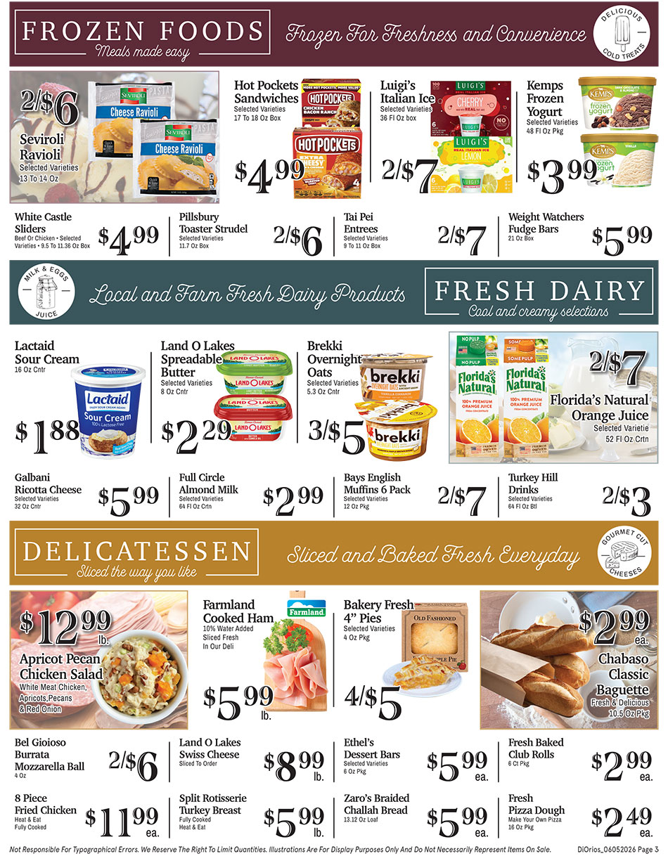 Weekly ad page 3. Call 315-369-3131 with questions