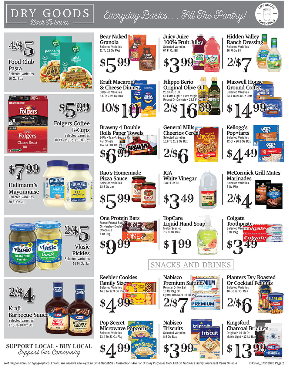 Weekly ad page 2. Call 315-369-3131 with questions