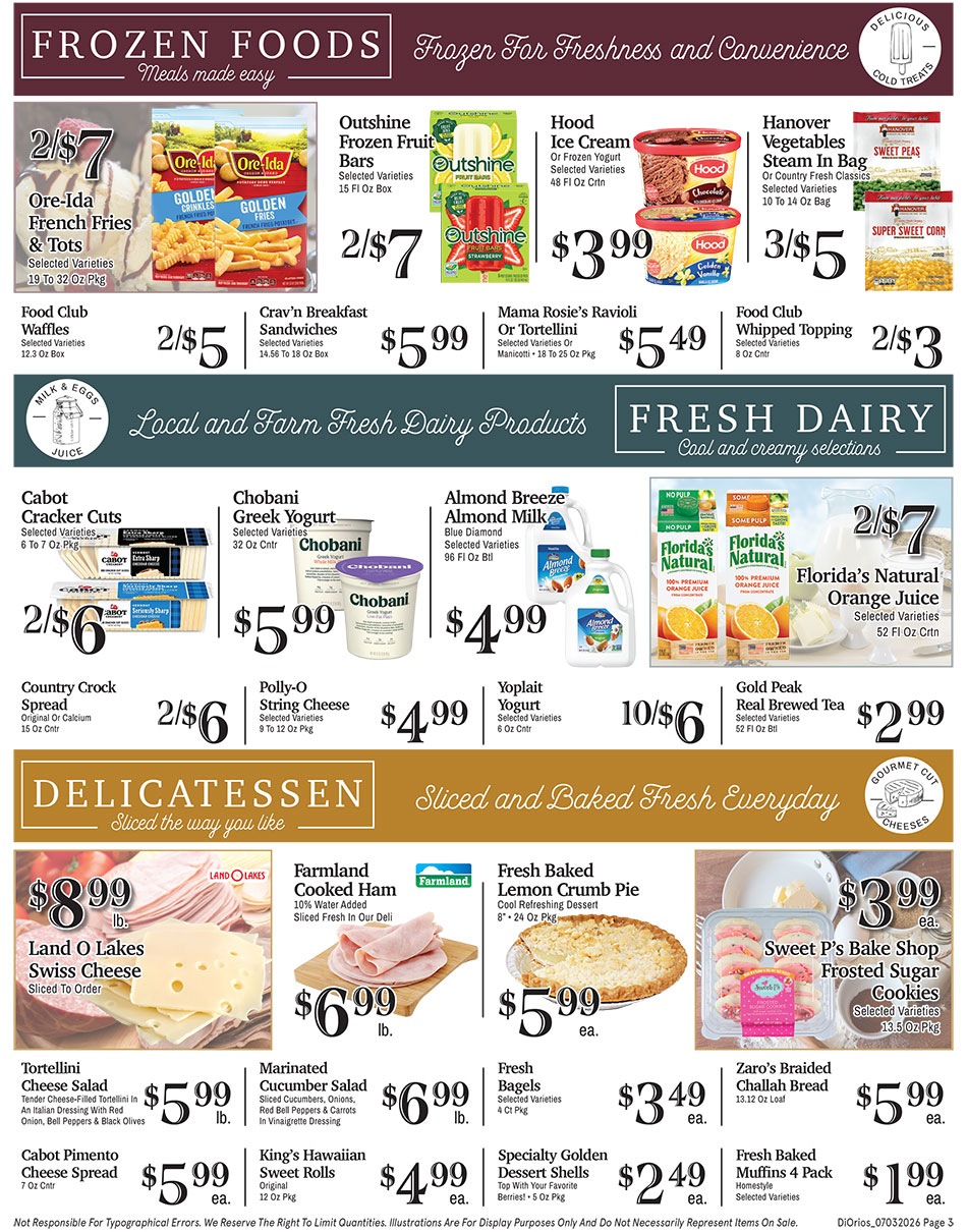 Weekly ad page 3. Call 315-369-3131 with questions