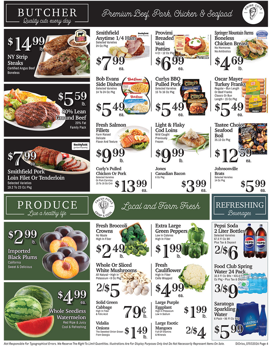 Weekly ad page 4. Call 315-369-3131 with questions