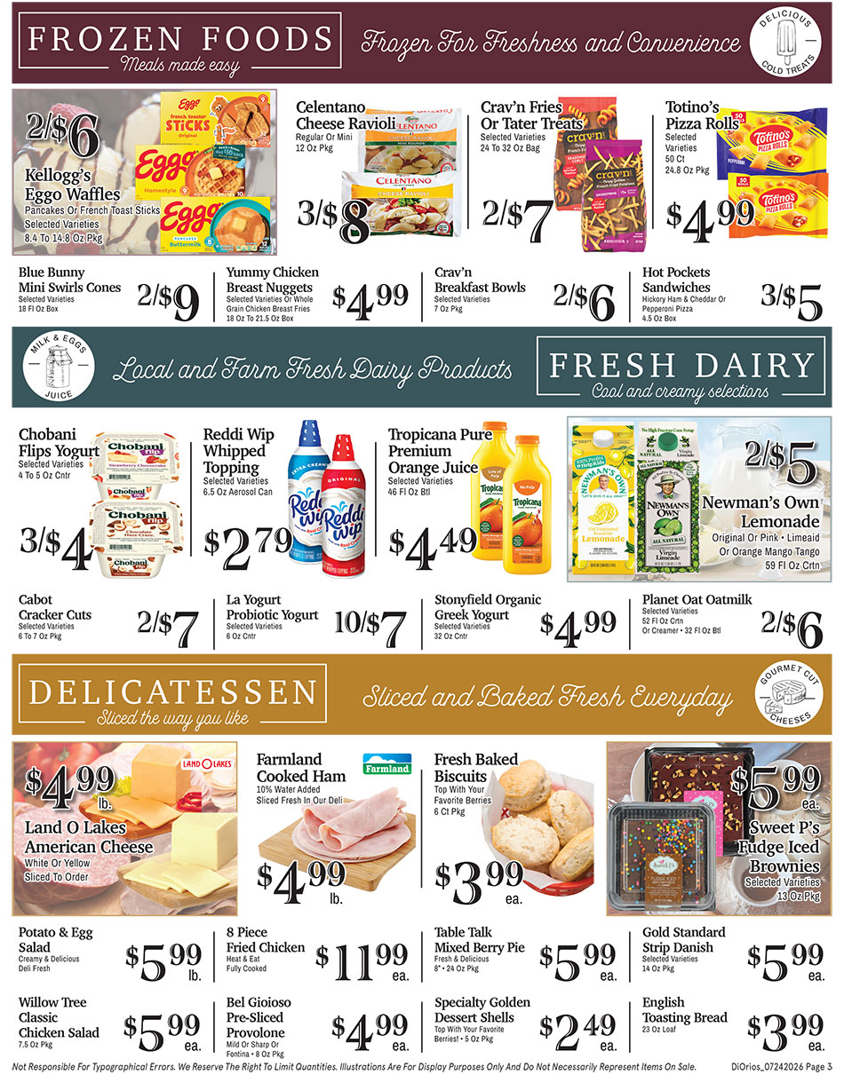 Weekly ad page 3. Call 315-369-3131 with questions