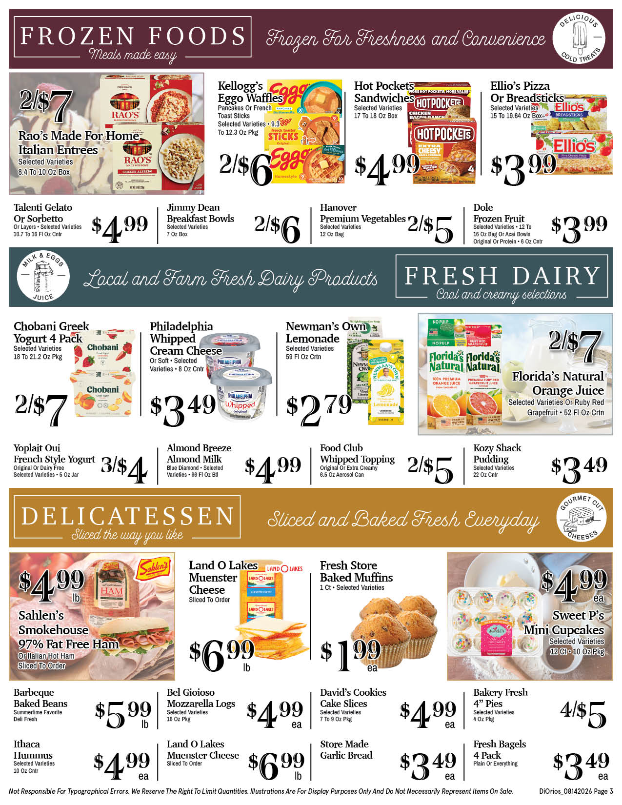 Weekly ad page 3. Call 315-369-3131 with questions