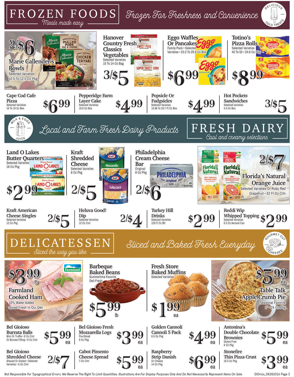 Weekly ad page 3. Call 315-369-3131 with questions