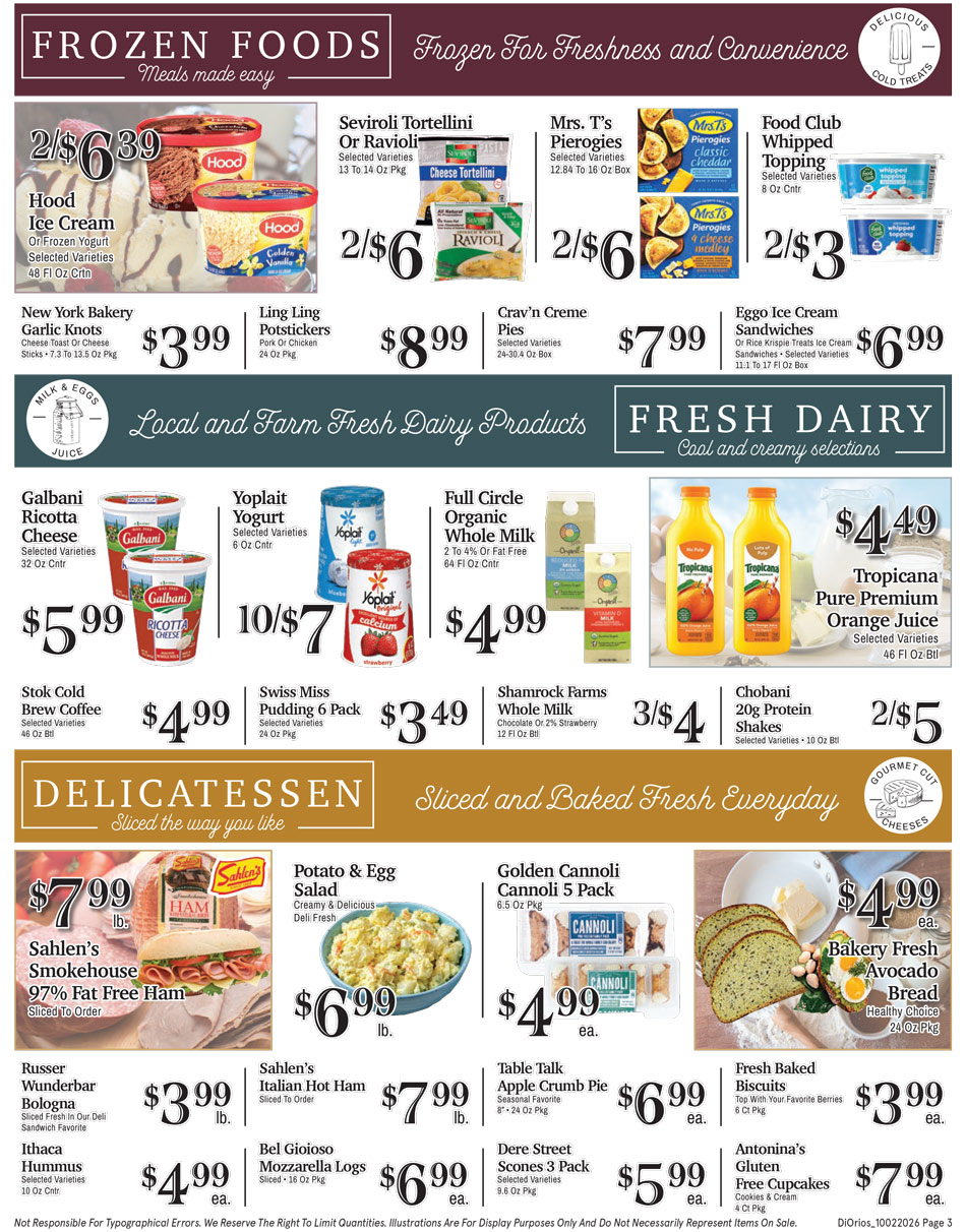 Weekly ad page 3. Call 315-369-3131 with questions