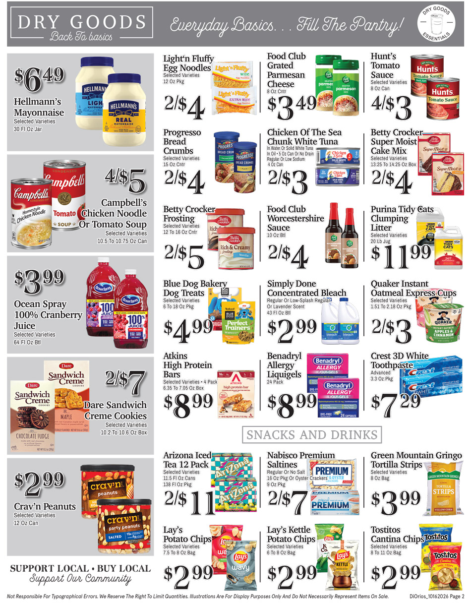 Weekly ad page 2. Call 315-369-3131 with questions