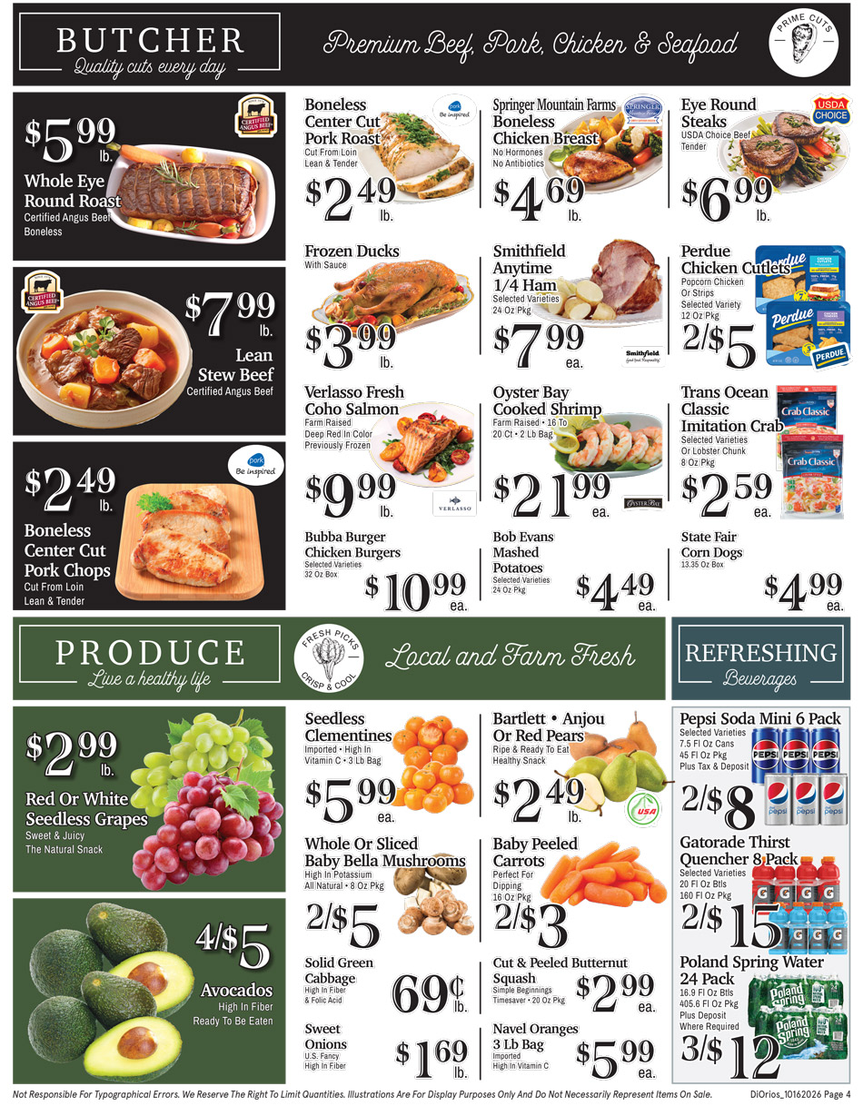 Weekly ad page 4. Call 315-369-3131 with questions