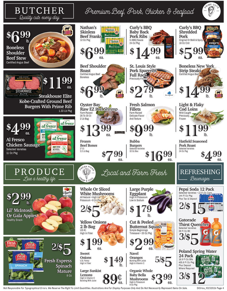 Weekly ad page 4. Call 315-369-3131 with questions