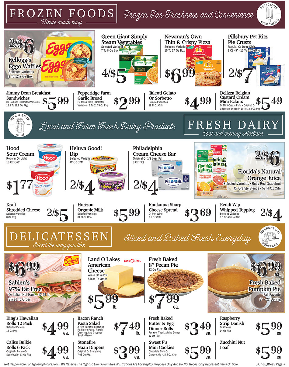 Weekly ad page 3. Call 315-369-3131 with questions