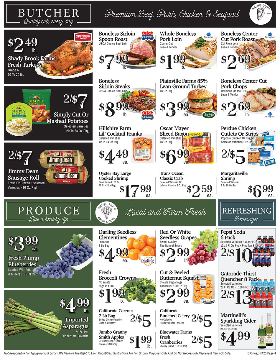 Weekly ad page 4. Call 315-369-3131 with questions